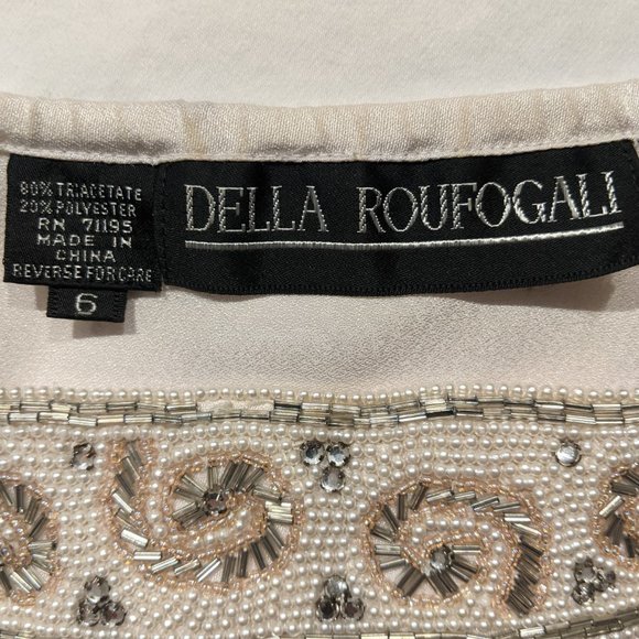 Della Roufogali Ivory Beaded Cocktail Wedding Blazer & Tank Top Set Size… - Picture 6 of 17